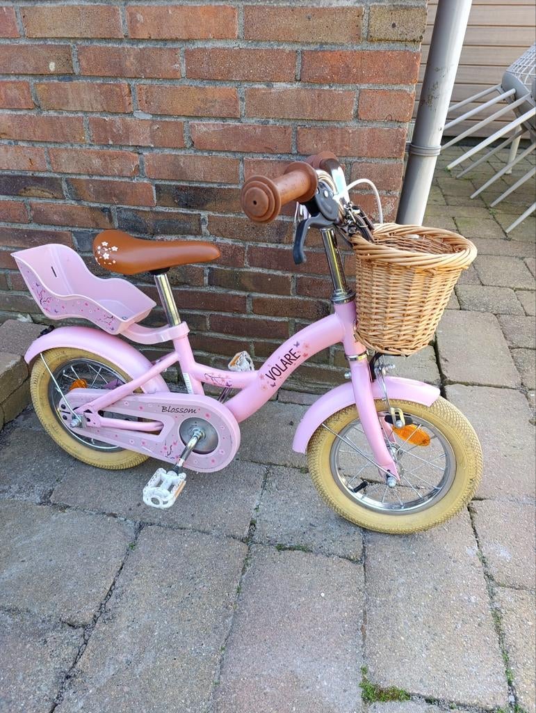 Roze kinderfiets 12 inch met mandje en zijwieltjes, Fietsen en Brommers, Fietsen | Kinderfietsjes, Ophalen, Zijwieltjes, Gebruikt