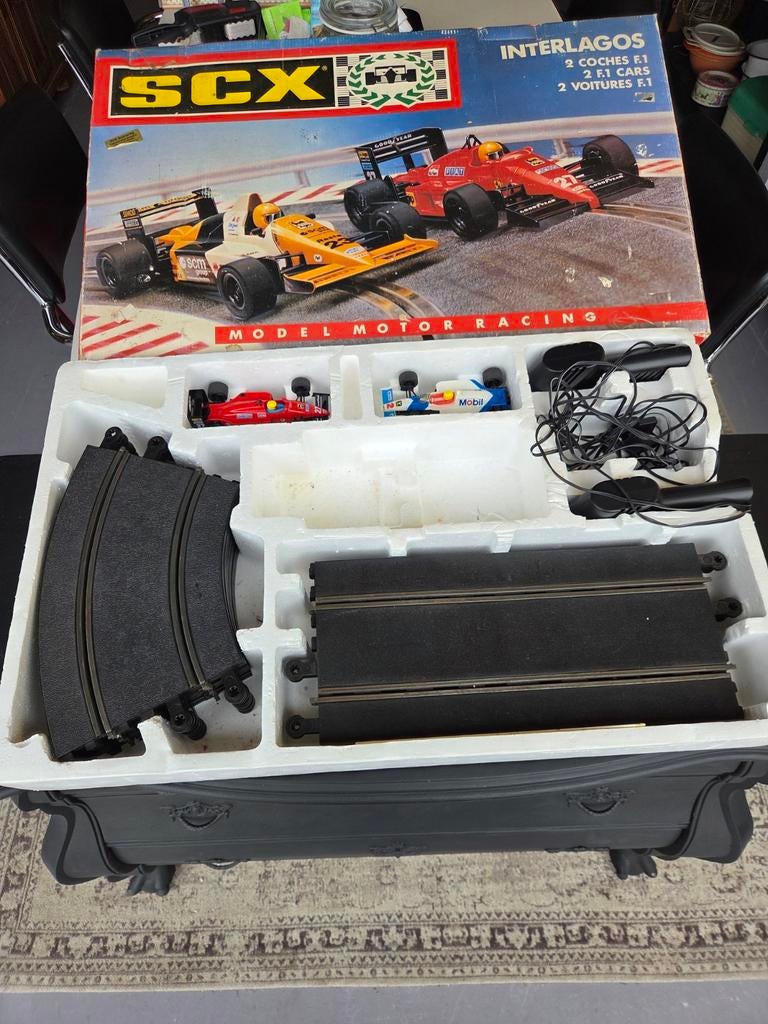 Vintage Scalextric Interlagos F1 racebaan met Ferrari, Ophalen, Gebruikt, Elektrisch, Overige merken