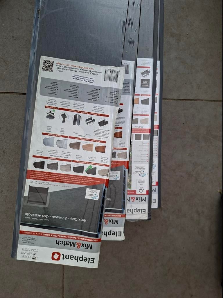 Elephant Mix & Match Antraciet Schuttingdelen (4 pakken), 150 tot 200 cm, Ophalen of Verzenden, Minder dan 100 cm, Composiet