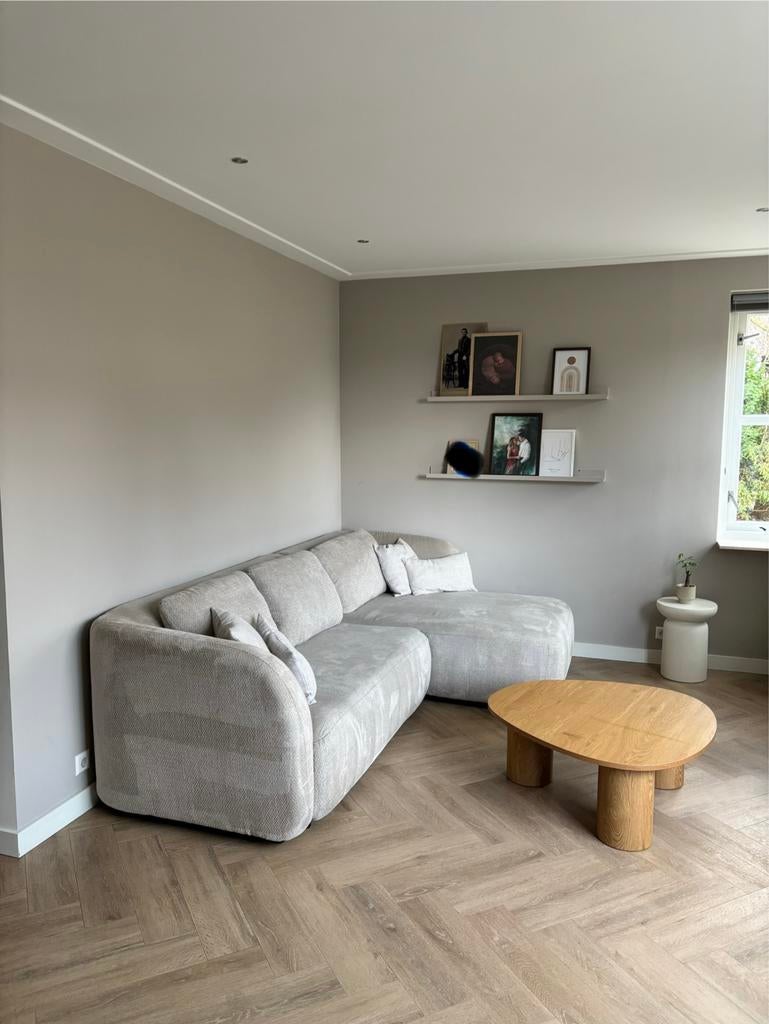 Beige hoekbank met lounge 278x165 cm, Huis en Inrichting, Banken | Bankstellen, Japandi, 250 tot 300 cm, Hoekbank, Ophalen of Verzenden