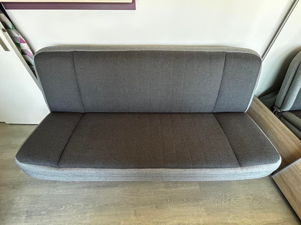 Comfortabele grijze tweepersoons slaapbank, Ophalen, Gebruikt, Tweepersoons, 75 tot 100 cm