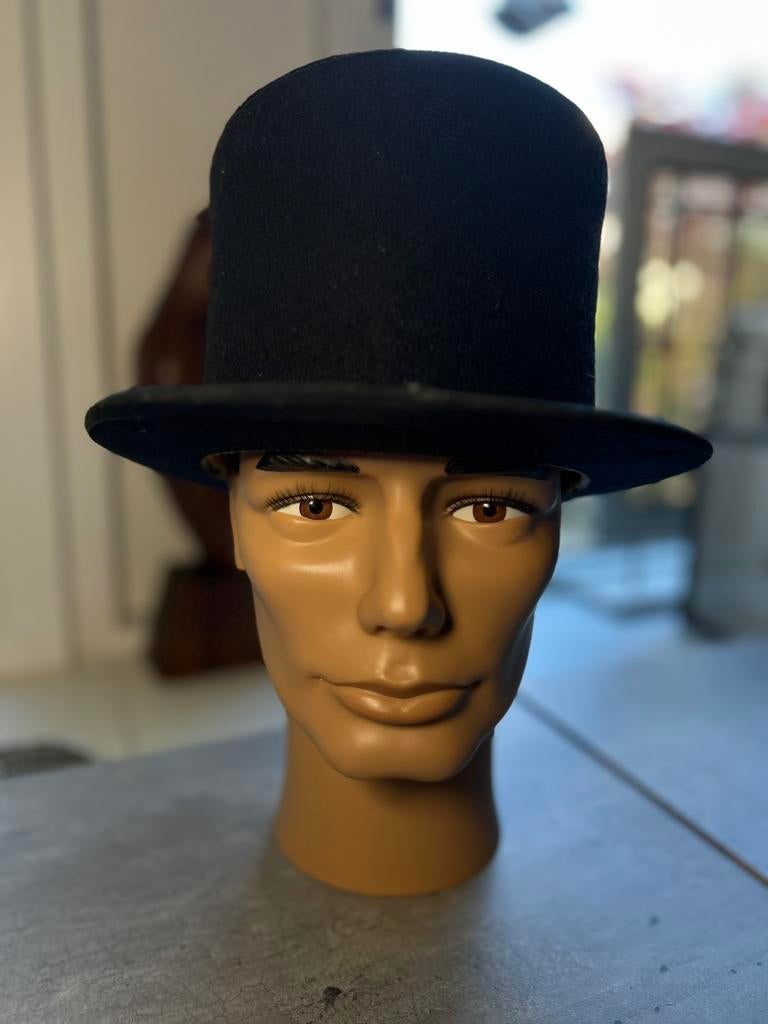 Antieke hoge hoed in doos maat 56-56,5 cm, Ophalen of Verzenden, X, Gedragen, X