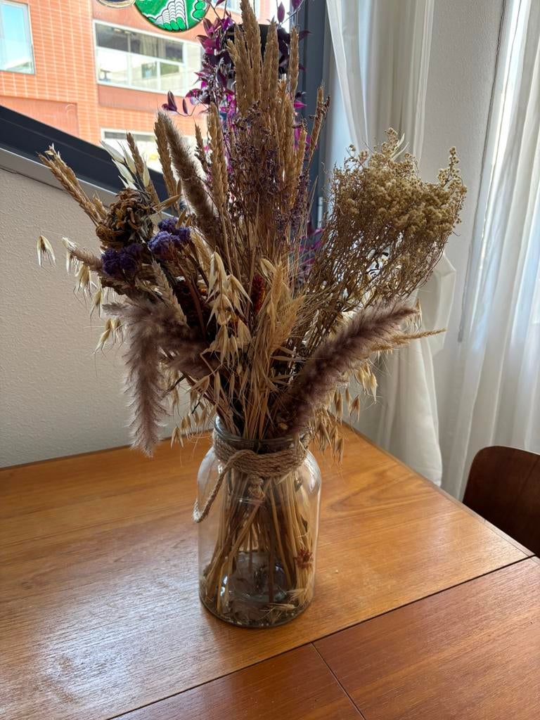 Droogbloemen incl vaas, Huis en Inrichting, Woonaccessoires | Droogbloemen, Ophalen, Zo goed als nieuw