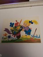 WILL BERG. /  MEISJE. MET. HOED VOL BLOEMEN, Verzamelen, Ansichtkaarten | Themakaarten, Ophalen of Verzenden, Voor 1920, Kinderen