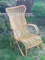 Unieke Hoge Rotan Rohé Vintage Oorfauteuil, Ophalen, Gebruikt, Bruin, Eén