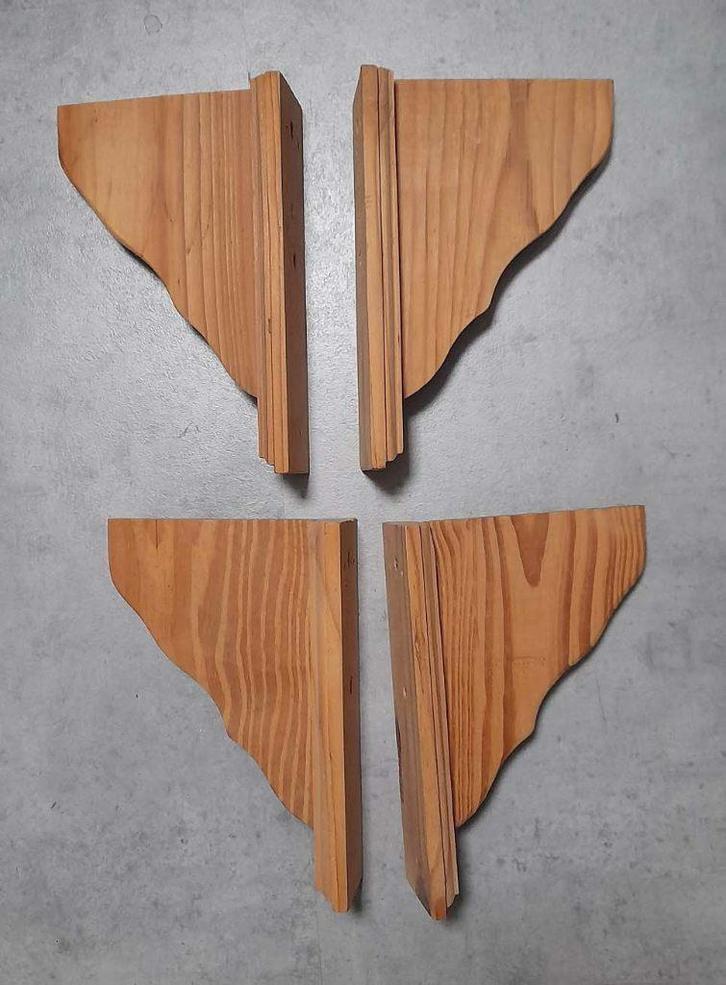 Houten Plankdragers / plankensteunen 2 sets. Retro / vintage, Huis en Inrichting, Woonaccessoires | Wandplanken en Boekenplanken