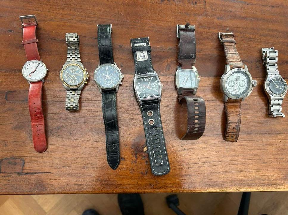 Set van 7 diverse vintage horloges, Overige merken, Staal, Polshorloge, Ophalen of Verzenden