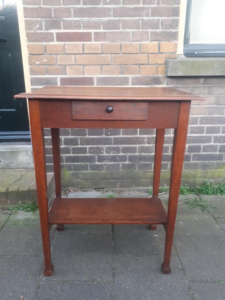 bijzettafel sidetable vintage retro hout met lade planten, Ophalen of Verzenden, Gebruikt, Teakhout