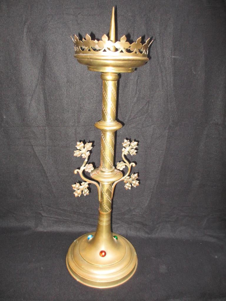 Antieke kaarsen kandelaar Messing 62cm kroon kerkkandelaar, Antiek en Kunst, Ophalen of Verzenden, Koper of Brons