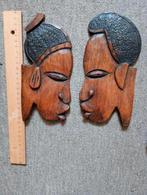 handgesneden Afrikaanse houten wanddecoraties 4x, Ophalen, Overige onderwerpen, Handgemaakt, Wanddecoratie