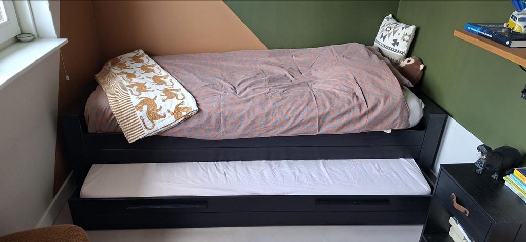Woood (Dennis) bed 200x90 met matras, Ophalen, 85 tot 100 cm, Zo goed als nieuw, Matras