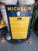 Michelin reclame bord blik, bandenspanning 1970/71 Amsterdam, Verzamelen, Merken en Reclamevoorwerpen, Ophalen, Eu, Gebruikt, Eu