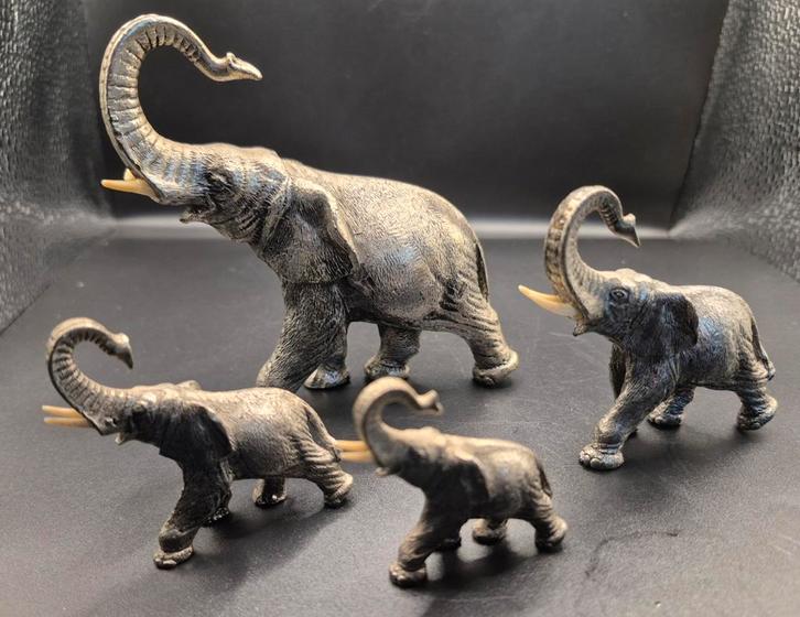 Tinnen Olifantenset - 836 gram!, Verzamelen, Beelden en Beeldjes, Gebruikt, Dier, Ophalen of Verzenden