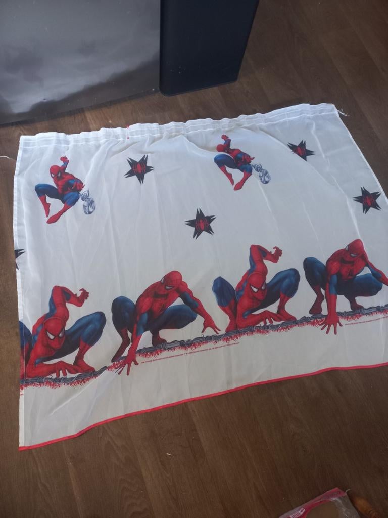Spiderman vitrage voor Kinderkamer - Wit met Rood/Blauw, Gebruikt, 100 tot 150 cm, Kinderkamer, Spiderman, Cartoon, Blauw