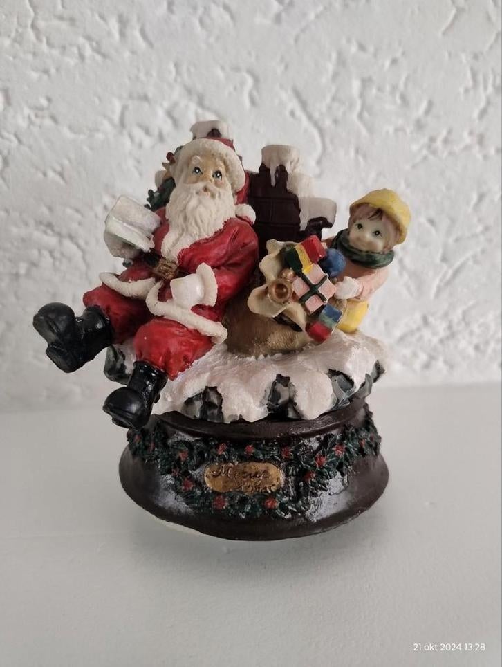 Kerstmis Speeldoos, opdraaibaar kerstcarrousel met muziek, Ophalen of Verzenden, Zo goed als nieuw