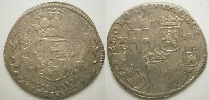 PD11168 Utrecht Daalder van 30 Stuivers zilver 1686, Postzegels en Munten, Munten | Nederland, Losse munt, 2½ gulden, Vóór koninkrijk