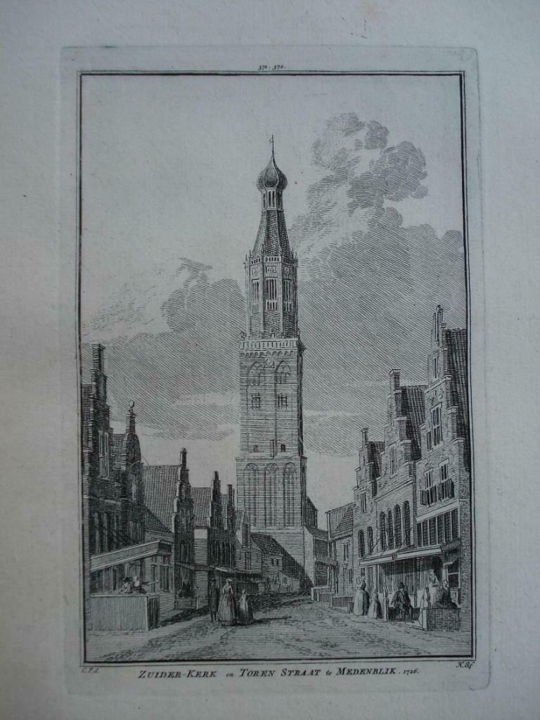 371-372 / Medemblik Zuiderkerk en Torenstraat Kopergravure, Ophalen of Verzenden