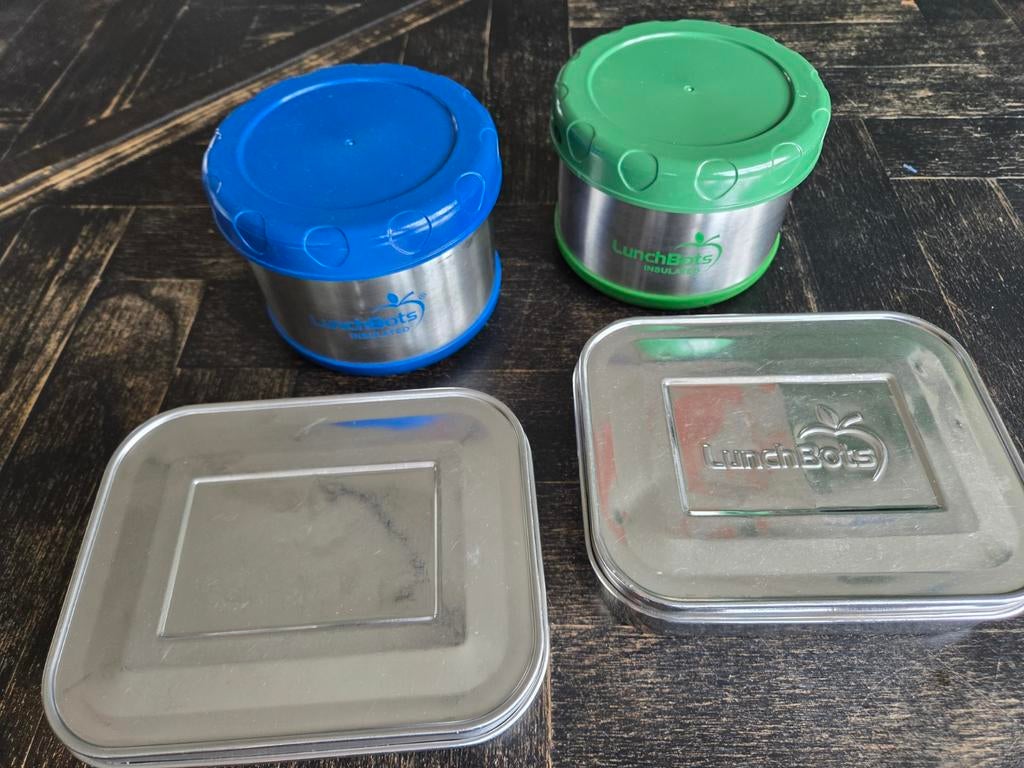 LunchBots: 2 Thermosbakjes & 2 RVS Lunchboxen, Gebruikt, Ophalen of Verzenden, Metaal, Overige merken