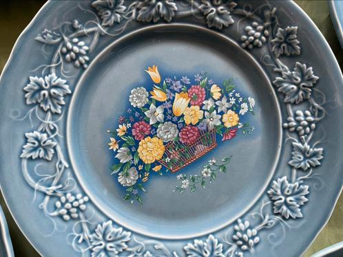 Gien dessertbordjes taartbordjes blauw Harmonelle set zgan, Huis en Inrichting, Keuken | Servies, Zo goed als nieuw, Bord(en)