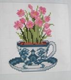 Borduurpatroon  Japans kop,  schotel en bloemen  nr 5987, Verzenden, Nieuw, Handborduren, Patroon