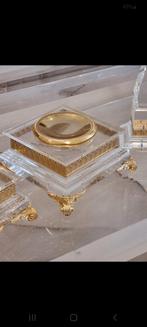 Bladgoud  plexiglas  asbak aansteker, Ophalen of Verzenden, Zo goed als nieuw