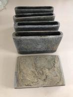Totaalprijs van 5 grote grijze natuurstenen bloempotten, Ophalen, Steen, Binnen, Zo goed als nieuw