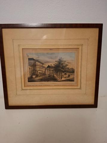 antieke gravure paleis van prins Frederik te Den Haag beschikbaar voor biedingen