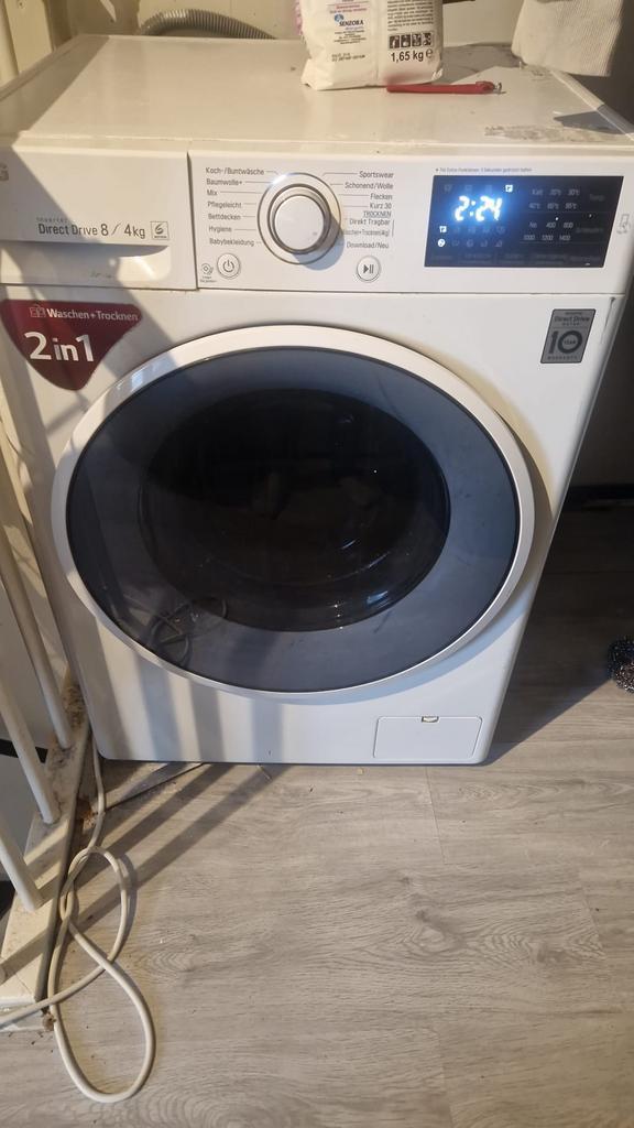 LG was-droogcombinatie, Witgoed en Apparatuur, Wasmachines, Zo goed als nieuw, 6 tot 8 kg, 85 tot 90 cm, 1200 tot 1600 toeren