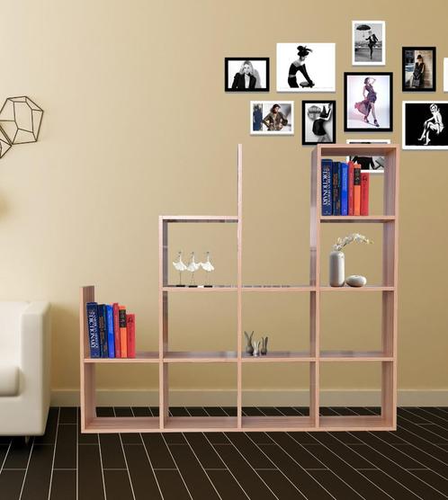 Vakkenkast roomdivider NIKKI 141,6 x 23.8 x 129.6 Eiken, Huis en Inrichting, Woonaccessoires | Kamerschermen, Nieuw, Ophalen