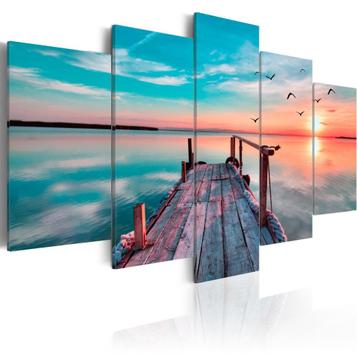 67 Sunset Steiger XXL 5 Luik Canvas Schilderij 200x100cm beschikbaar voor biedingen