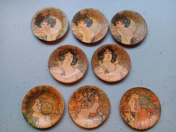 8x Alphonse Mucha bamboe onderzetters beschikbaar voor biedingen