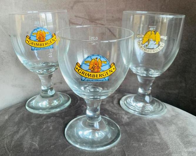 3 Grimbergen Bierglazen bierglas bier glas verschillend, Verzamelen, Biermerken, Ophalen of Verzenden, Zo goed als nieuw, Glas of Glazen