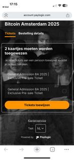 Bitcoin Amsterdam tickets. Moeten weg!!!, Eén persoon