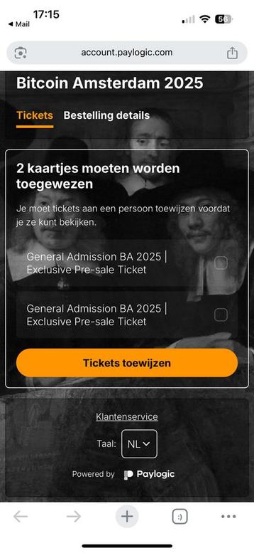 Bitcoin Amsterdam tickets. Moeten weg!!! beschikbaar voor biedingen