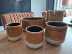 Serie bloempotten Issa 5 stuks, Ophalen, Zo goed als nieuw, Rond, Riet
