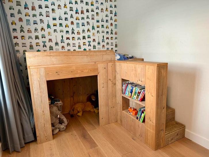Hoogslaper steigerhout, Kinderen en Baby's, Kinderkamer | Stapelbedden en Hoogslapers, Zo goed als nieuw, Hoogslaper, Ophalen