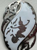 Emaille op zilver broche uit Siam, Ophalen of Verzenden, Zilver