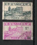 Tunesië 1926/46 amphitheater (1 met opdruk) gebruikt, Postzegels en Munten, Postzegels | Afrika, Verzenden, Tunesië, Gestempeld