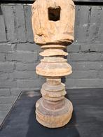 Robuuste houten kandelaar, Zo goed als nieuw, Hout, Ophalen, 25 tot 50 cm