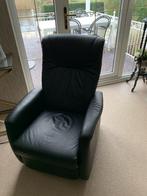 Leren Relaxstoel Zwart Elektrisch, Leer, Zo goed als nieuw, Eén, Zwart