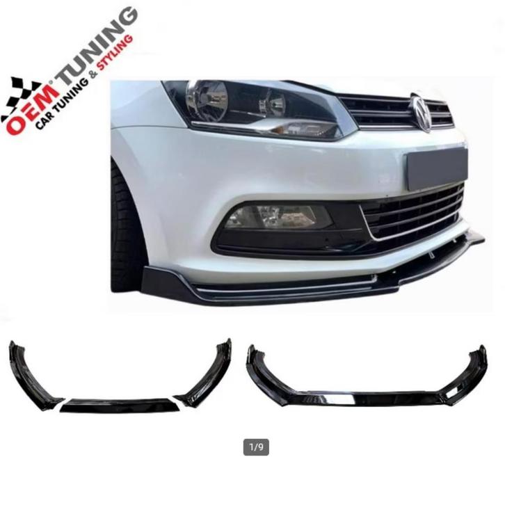 FRONTLIP SPOILER | VW POLO 6R | 2009-2014 | hoogglans zwart, Auto diversen, Tuning en Styling, Ophalen of Verzenden