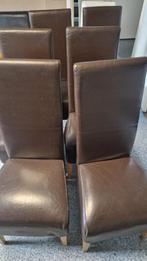 Bruine lederen stoelen (6 stuks), Huis en Inrichting, Ophalen of Verzenden