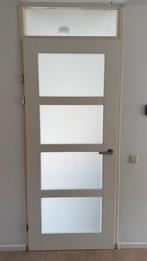 Deur | 4 vlaks glas satijn glas | incl. Beslag | opdek, Ophalen, 80 tot 100 cm, Binnendeur, 200 tot 215 cm