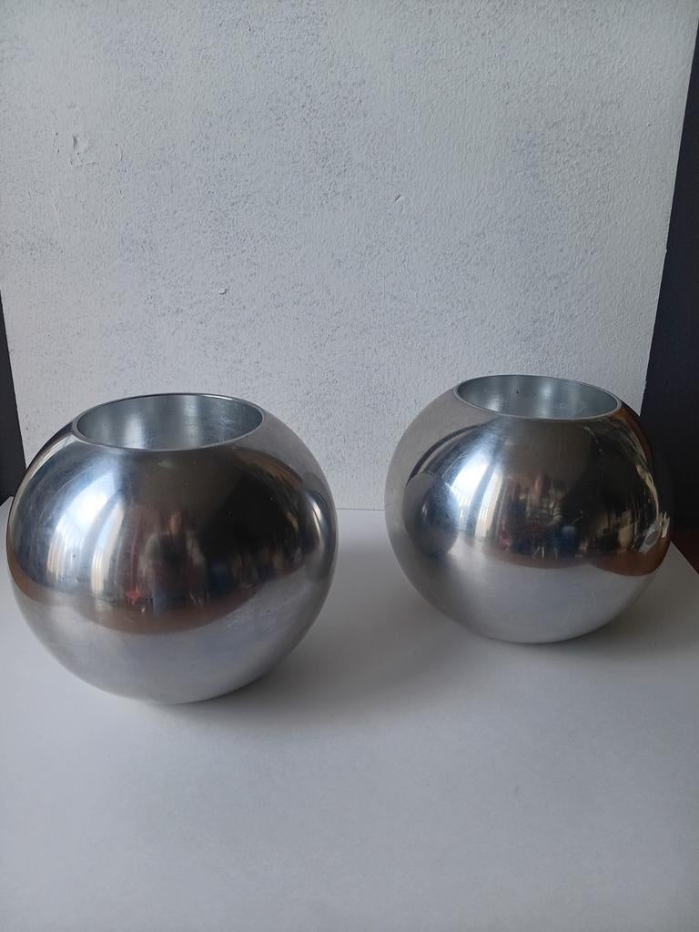 2 IKEA aluminium Bollen waxinelichthouders - Vintage Design, Ophalen of Verzenden