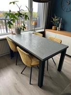 Houten eettafel / tafel 160x90cm - Grijs blad, zwarte poten, Huis en Inrichting, Tafels | Eettafels, Ophalen, 50 tot 100 cm, 150 tot 200 cm