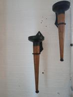 Wandfakkels - Set van 2 - Hout & Metaal, Antiek en Kunst, Ophalen of Verzenden, Overige materialen