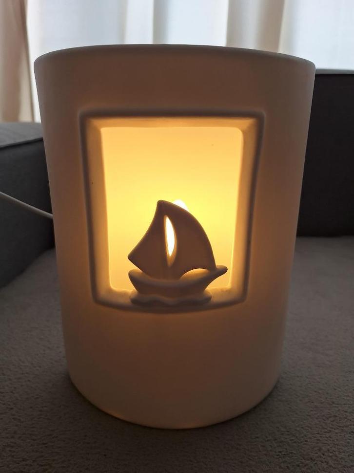 Sfeerlamp met een zeilboot figuur, Huis en Inrichting, Lampen | Tafellampen, Zo goed als nieuw, Minder dan 50 cm, Overige materialen