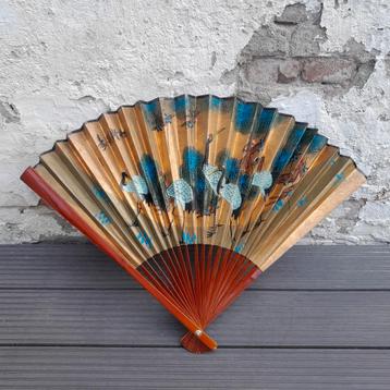 Grote vintage Chinese waaier met kraanvogels - 60's 70's  beschikbaar voor biedingen