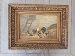 Kippen schilderij in gouden lijst, Antiek en Kunst, Kunst | Schilderijen | Klassiek, Ophalen of Verzenden