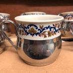6 Vintage Excelsior Porselein Bekers met Houder, Ophalen of Verzenden